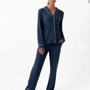 Cozy Earth Rib-Knit Classic Long Sleeve Pajama Set - in Eclipse; Size M